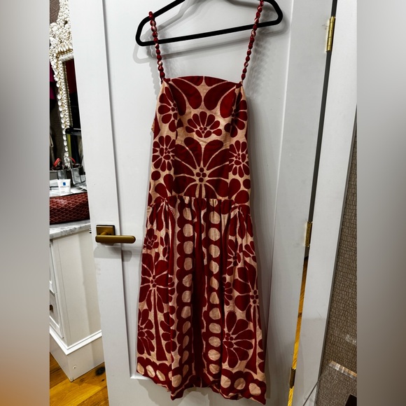 FARM Rio Red and Cream Floral Midi Dress - Picture 5 of 10
